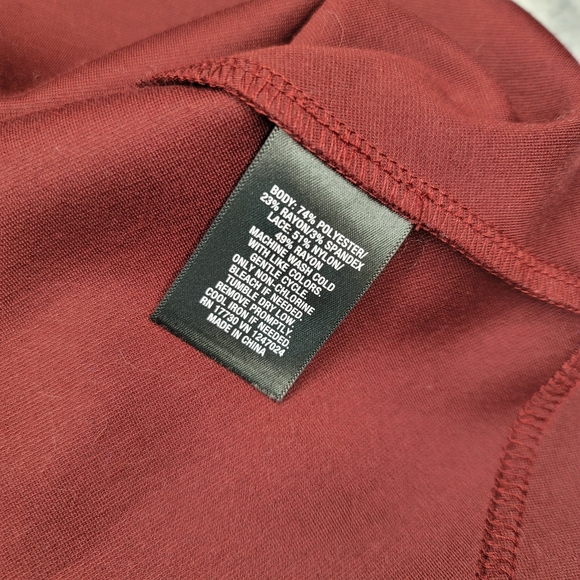 Mossimo Maroon Dress Sleeveless Black Lace Detail Small - Picture 7 of 11